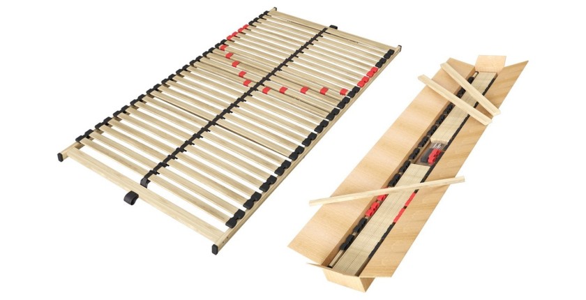 Sommier ZITTARO – 28 lattes – 90x190 cm – Finition chêne et noir – Confort durable et format pratique