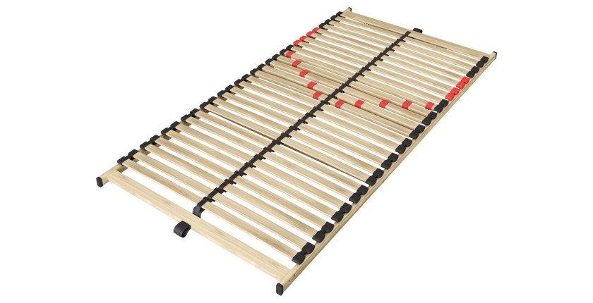 Sommier ZITTARO – 28 lattes – 90x190 cm – Finition chêne et noir – Confort durable et format pratique