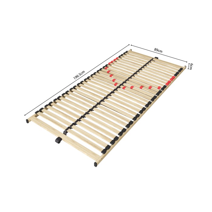 Sommier ZITTARO – 28 latten – 90x200 cm – Afwerking in eiken en zwart – Stevige ondersteuning en sober design