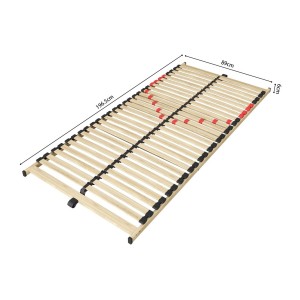Sommier ZITTARO – 28 lamas – 90x200 cm – Acabado en roble y negro – Soporte firme y diseño sobrio