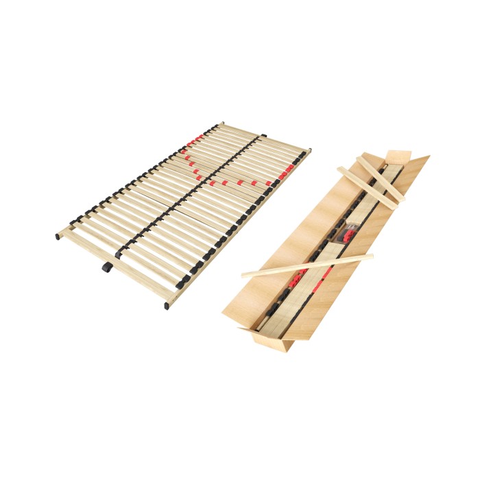 Sommier ZITTARO – 28 latten – 90x200 cm – Afwerking in eiken en zwart – Stevige ondersteuning en sober design
