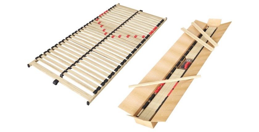 Sommier ZITTARO – 28 lamas – 90x200 cm – Acabado en roble y negro – Soporte firme y diseño sobrio