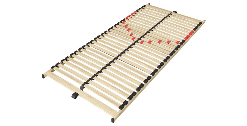 Sommier ZITTARO – 28 lamas – 90x200 cm – Acabado en roble y negro – Soporte firme y diseño sobrio