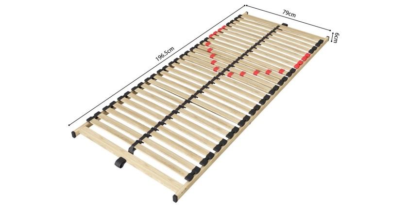 Sommier ZITTARO – 28 lattes – 80x200 cm – Finition chêne et noir – Confort renforcé et design élégant