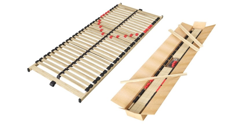 Sommier ZITTARO – 28 lattes – 70x190 cm – Finition chêne et noir – Soutien optimal et design sobre