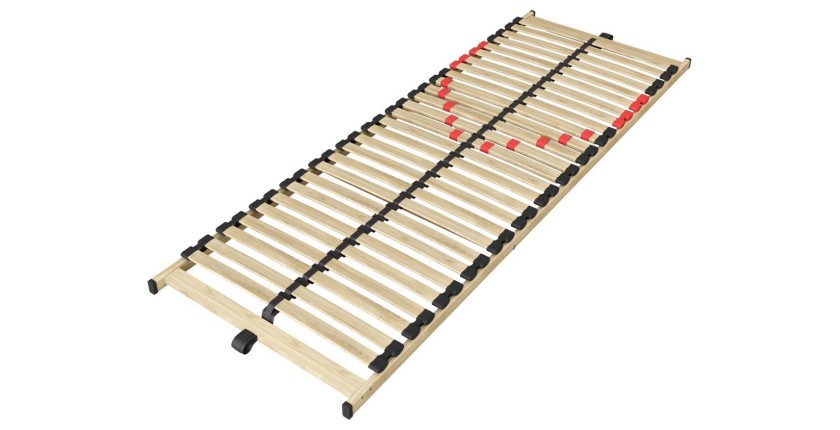 Sommier ZITTARO – 28 lattes – 70x200 cm – Finition chêne et noir – Confort et robustesse