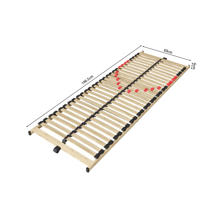 Sommier ZITTARO – 28 Latten – 70x200 cm – Eichen- und Schwarzfinish – Komfort und Robustheit
