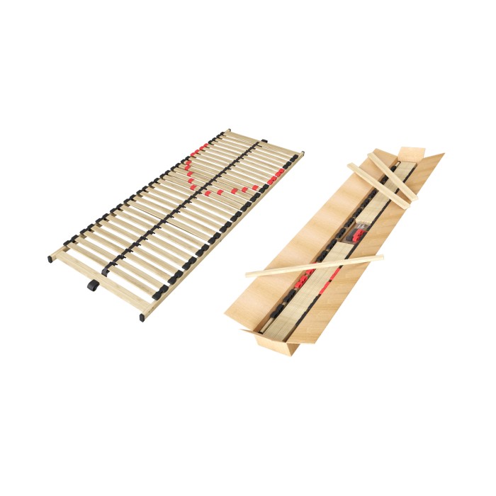 Sommier ZITTARO – 28 Latten – 70x200 cm – Eichen- und Schwarzfinish – Komfort und Robustheit