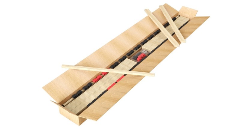 Sommier ZITTARO – 28 lattes – 70x200 cm – Finition chêne et noir – Confort et robustesse