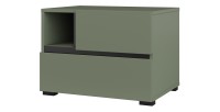 Table de chevet HAVANA – 2 tiroirs et 1 niche – Coloris vert sauge et noir – Design compact et élégant
