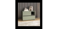 Mesa de noche HAVANA – 2 cajones y 1 nicho – Color verde salvia y negro – Diseño compacto y elegante
