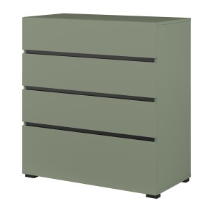 Commode HAVANA – 4 tiroirs – Coloris vert sauge et noir – Style moderne et rangement compact