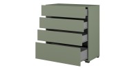 Commode HAVANA – 4 tiroirs – Coloris vert sauge et noir – Style moderne et rangement compact