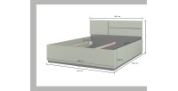 Bett HAVANA 160x200 cm – Farbe Salbeigrün und Schwarz – Robuste Struktur und modernes Design