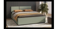 Lit HAVANA 160x200 cm – Coloris vert sauge et noir – Structure robuste et design moderne