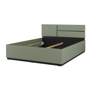 Lit HAVANA 160x200 cm – Coloris vert sauge et noir – Structure robuste et design moderne