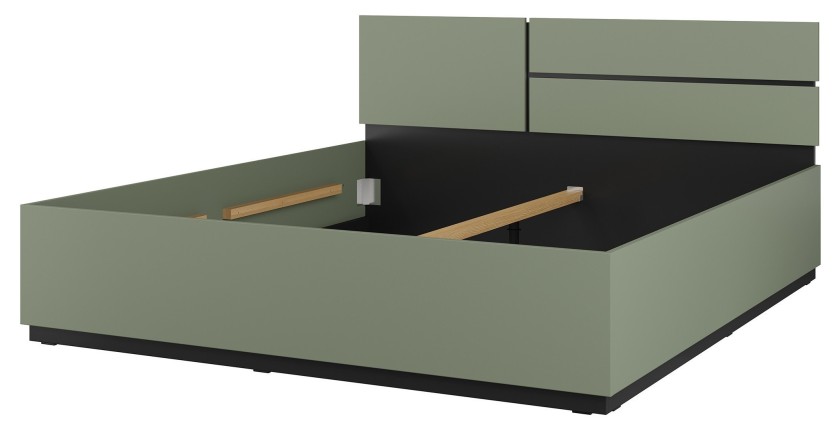 Bett HAVANA 180x200 cm – Farbe Salbeigrün und Schwarz – Modernes Designbett für das Erwachsenenschlafzimmer