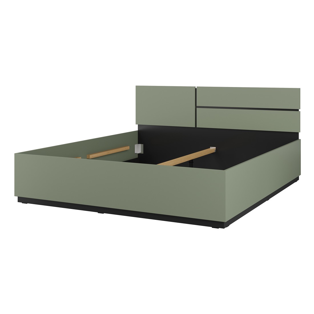 Bett HAVANA 180x200 cm – Farbe Salbeigrün und Schwarz – Modernes Designbett für das Erwachsenenschlafzimmer