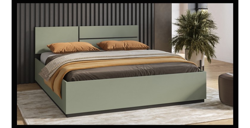 Bett HAVANA 180x200 cm – Farbe Salbeigrün und Schwarz – Modernes Designbett für das Erwachsenenschlafzimmer