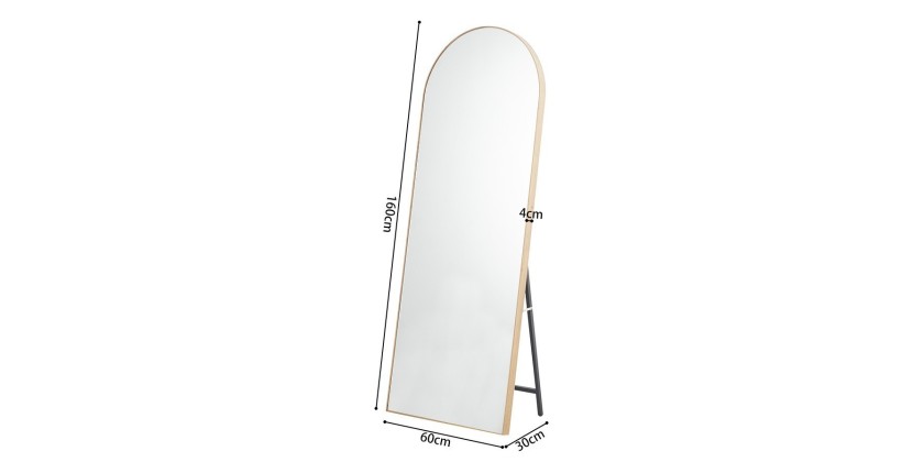 Miroir ROSALIA – 60x160 cm – Finition chêne vieilli – Grand miroir sur pied – Charme rustique