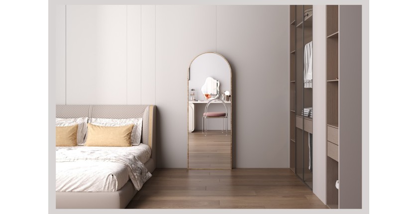 Miroir ROSALIA – 60x160 cm – Finition chêne vieilli – Grand miroir sur pied – Charme rustique