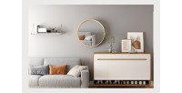 Miroir rond RIO – Ø80 cm – Finition chêne vieilli – MDF décor bois – Design naturel et tendance