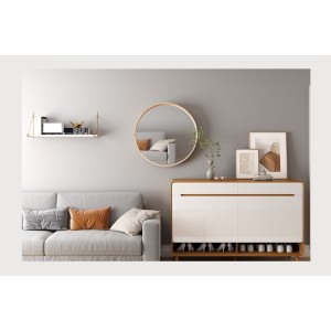 Miroir rond RIO – Ø80 cm – Finition chêne vieilli – MDF décor bois – Design naturel et tendance
