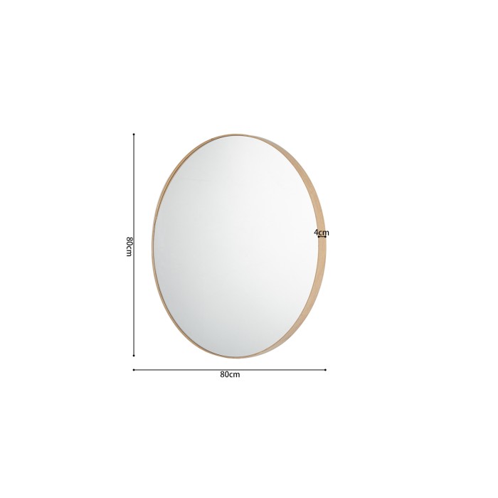 Specchio rotondo RIO – Ø80 cm – Finitura quercia invecchiata – MDF decorato legno – Design naturale e alla moda