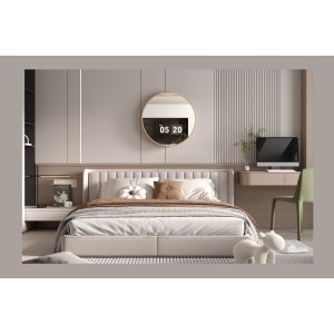 Espejo redondo RIO con borde – Ø80 cm – Acabado en roble envejecido – Marco grueso – Diseño natural y moderno