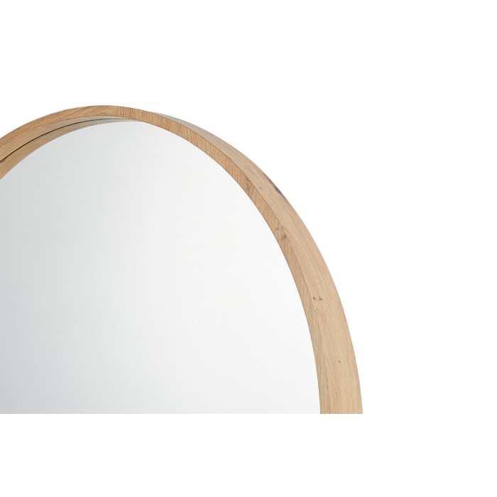 Specchio rotondo RIO con bordo – Ø80 cm – Finitura in rovere invecchiato – Cornice spessa – Design naturale e moderno