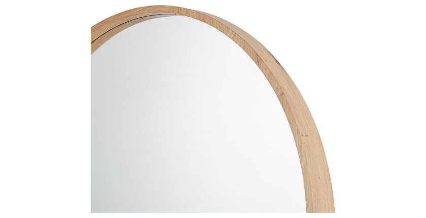 Espejo redondo RIO con borde – Ø80 cm – Acabado en roble envejecido – Marco grueso – Diseño natural y moderno
