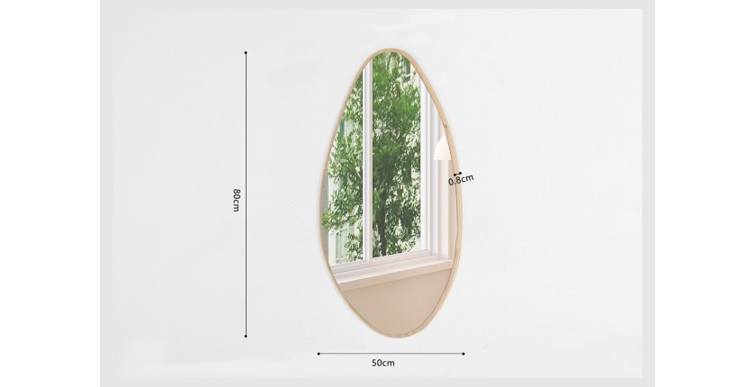 Miroir asymétrique NARA – 50x80 cm – Finition chêne vieilli – MDF décor bois – Style organique et tendance