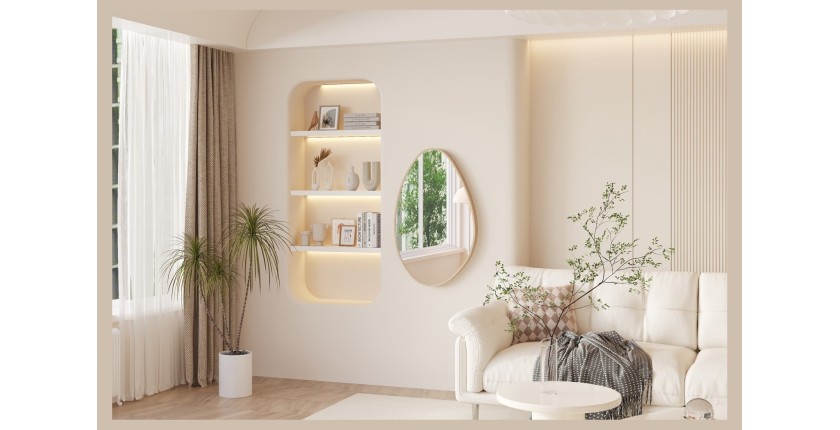 Miroir asymétrique NARA – 50x80 cm – Finition chêne vieilli – MDF décor bois – Style organique et tendance