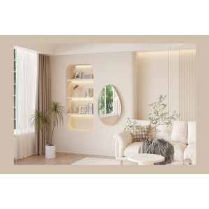 Miroir asymétrique NARA – 50x80 cm – Finition chêne vieilli – MDF décor bois – Style organique et tendance