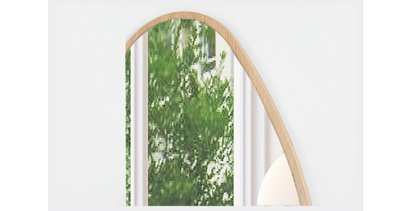 Miroir asymétrique NARA – 50x80 cm – Finition chêne vieilli – MDF décor bois – Style organique et tendance