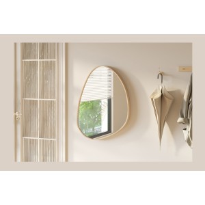 Espejo asimétrico NARA – 60x80 cm – Acabado en roble envejecido – MDF con decoración de madera – Diseño orgánico