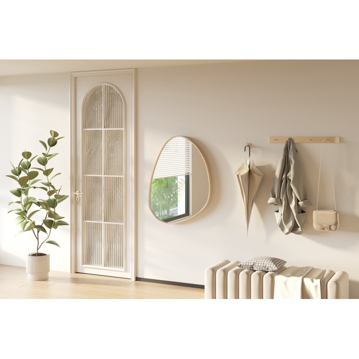 Asymmetrischer Spiegel NARA – 60x80 cm – Finish in gealterter Eiche – MDF mit Holzdekor – Organisches Design