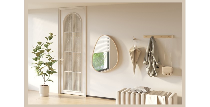 Espejo asimétrico NARA – 60x80 cm – Acabado en roble envejecido – MDF con decoración de madera – Diseño orgánico