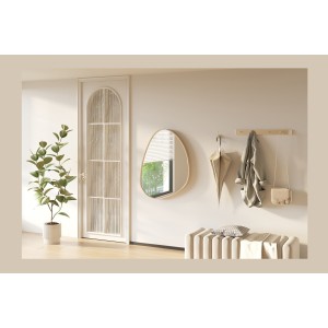 Espejo asimétrico NARA – 60x80 cm – Acabado en roble envejecido – MDF con decoración de madera – Diseño orgánico
