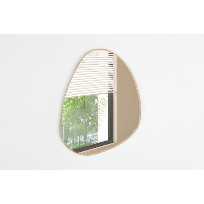 Asymmetrischer Spiegel NARA – 60x80 cm – Finish in gealterter Eiche – MDF mit Holzdekor – Organisches Design