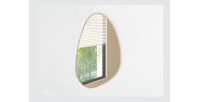 Espejo asimétrico NARA – 60x80 cm – Acabado en roble envejecido – MDF con decoración de madera – Diseño orgánico