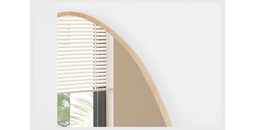 Espejo asimétrico NARA – 60x80 cm – Acabado en roble envejecido – MDF con decoración de madera – Diseño orgánico