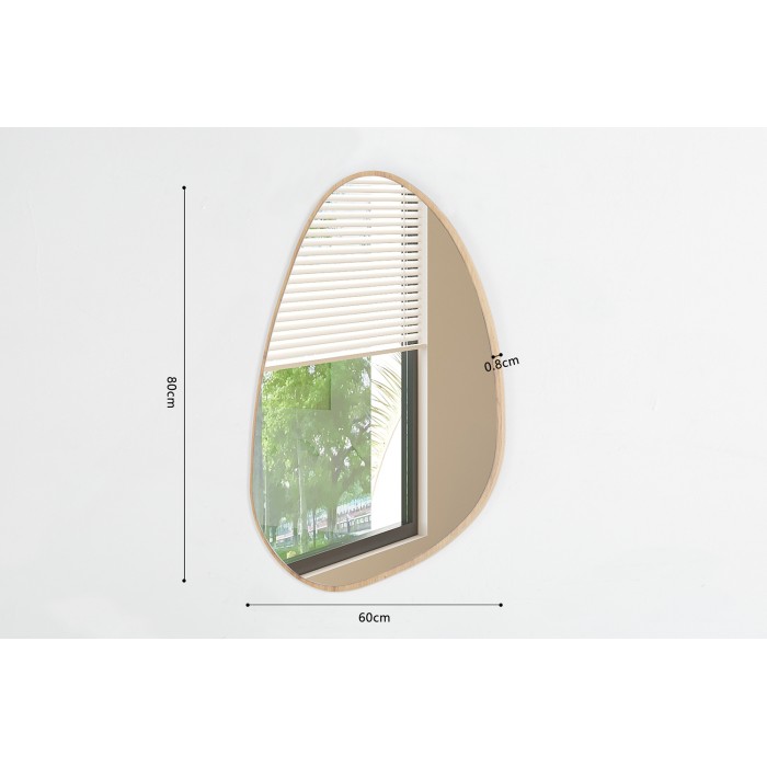 Asymmetrischer Spiegel NARA – 60x80 cm – Finish in gealterter Eiche – MDF mit Holzdekor – Organisches Design