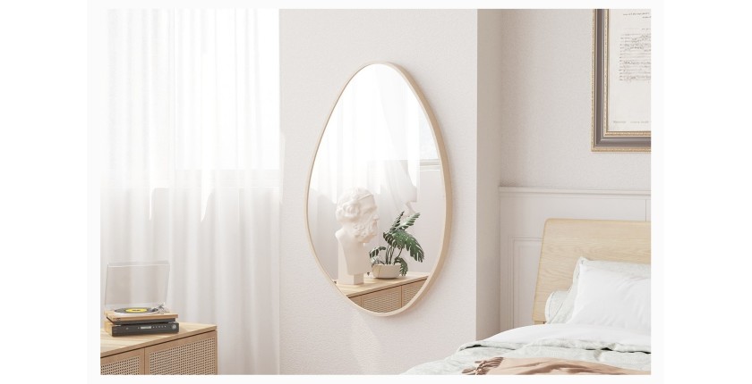 Miroir asymétrique NARA – 50x80 cm – Finition chêne vieilli – MDF décor bois – Design organique et moderne