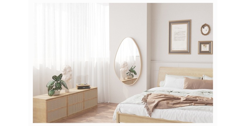 Miroir asymétrique NARA – 50x80 cm – Finition chêne vieilli – MDF décor bois – Design organique et moderne