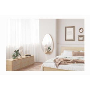 Miroir asymétrique NARA – 50x80 cm – Finition chêne vieilli – MDF décor bois – Design organique et moderne