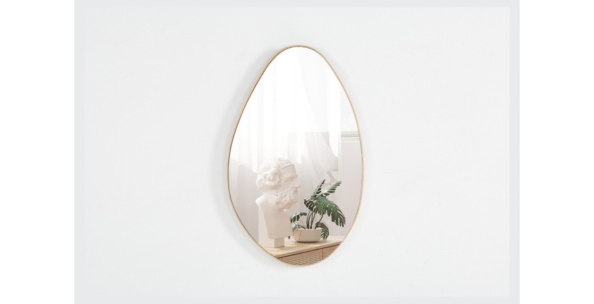 Miroir asymétrique NARA – 50x80 cm – Finition chêne vieilli – MDF décor bois – Design organique et moderne
