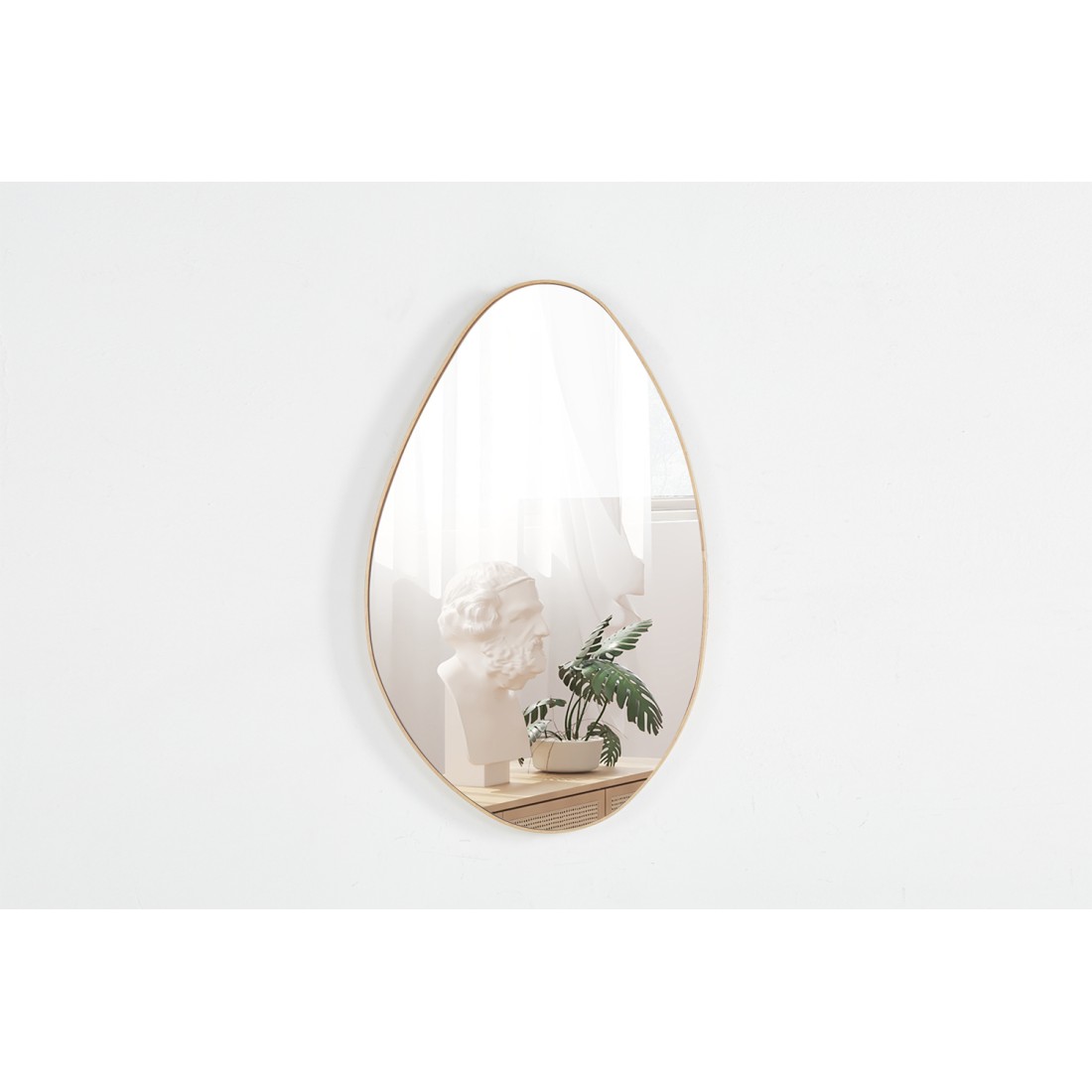 Miroir asymétrique NARA – 50x80 cm – Finition chêne vieilli – MDF décor bois – Design organique et moderne