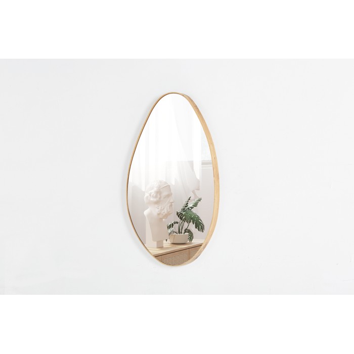 Miroir asymétrico NARA – 50x80 cm – Finitura rovere invecchiato – MDF decorativo in legno – Design organico e moderno