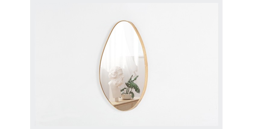 Miroir asymétrique NARA – 50x80 cm – Finition chêne vieilli – MDF décor bois – Design organique et moderne